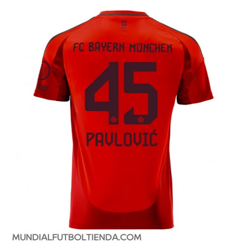 Camiseta Bayern Munich Aleksandar Pavlovic #45 Primera Equipación Replica 2024-25 mangas cortas